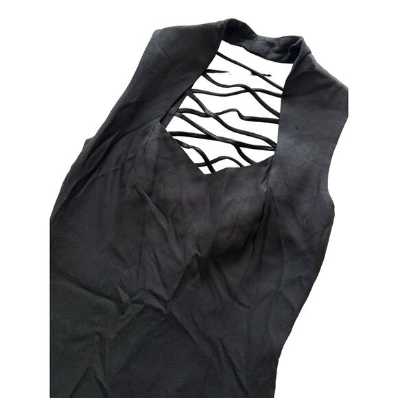 CDC Evening Black Cocktail Dress Size 6 Open Back - Picture 2 of 7